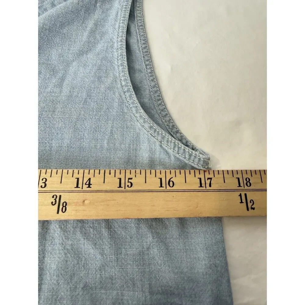 Madewell Women’s Chambray Lace-Up Shift Dress Blue XXS - Picture 7 of 9